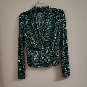 Catherine Malandrino Long Sleeve Floral Blouse